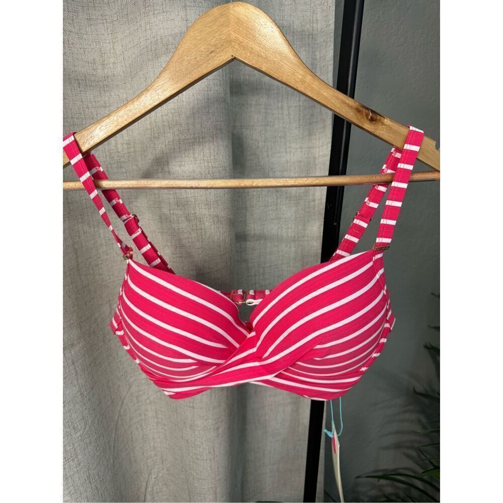 Sea Level Swim Coral Chamarel Cross‎ Front Moulded Underwire Bikini Swim Top NWT
